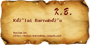 Kálai Barnabás névjegykártya